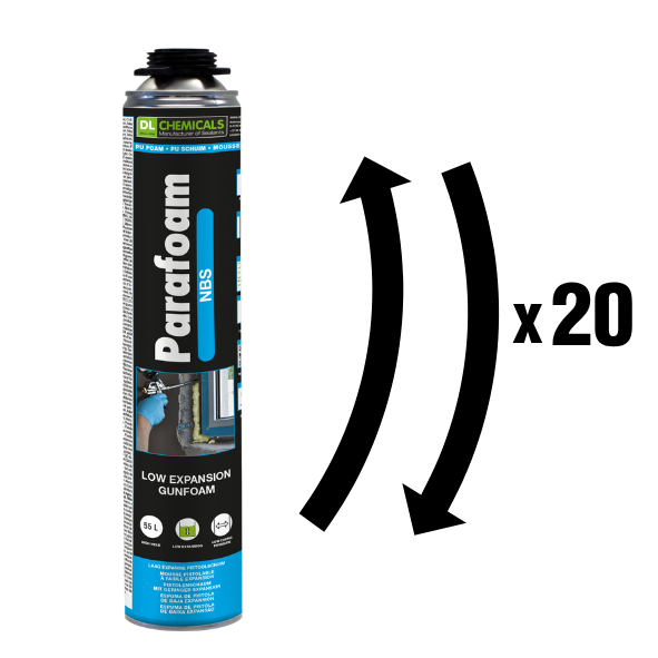 Secouer une bombe de mousse PU 20 fois